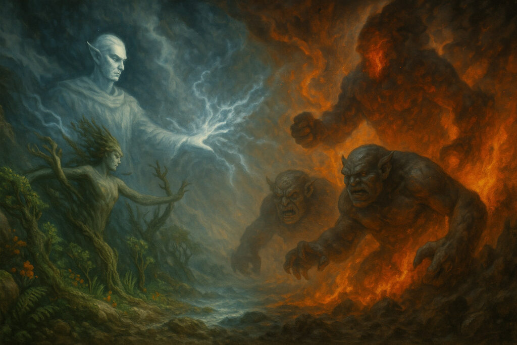 The Descent of the Grigori and the Battle of Mag Ita